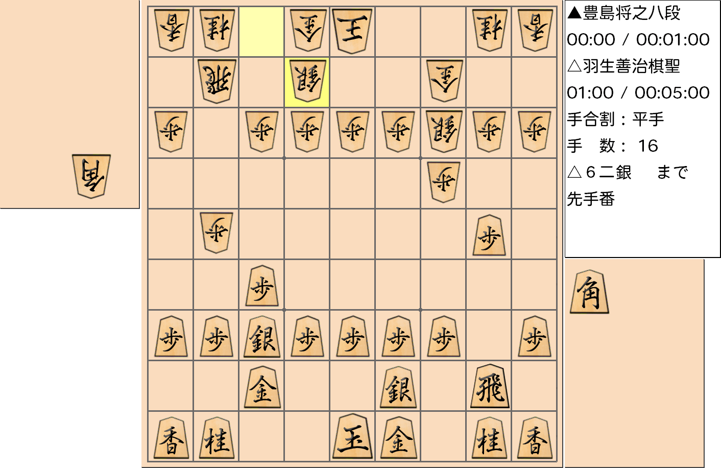 【将棋】第89期棋聖戦五番勝負 第1局 羽生善治 棋聖 対 豊島将之 八段の対局で16手指した局面