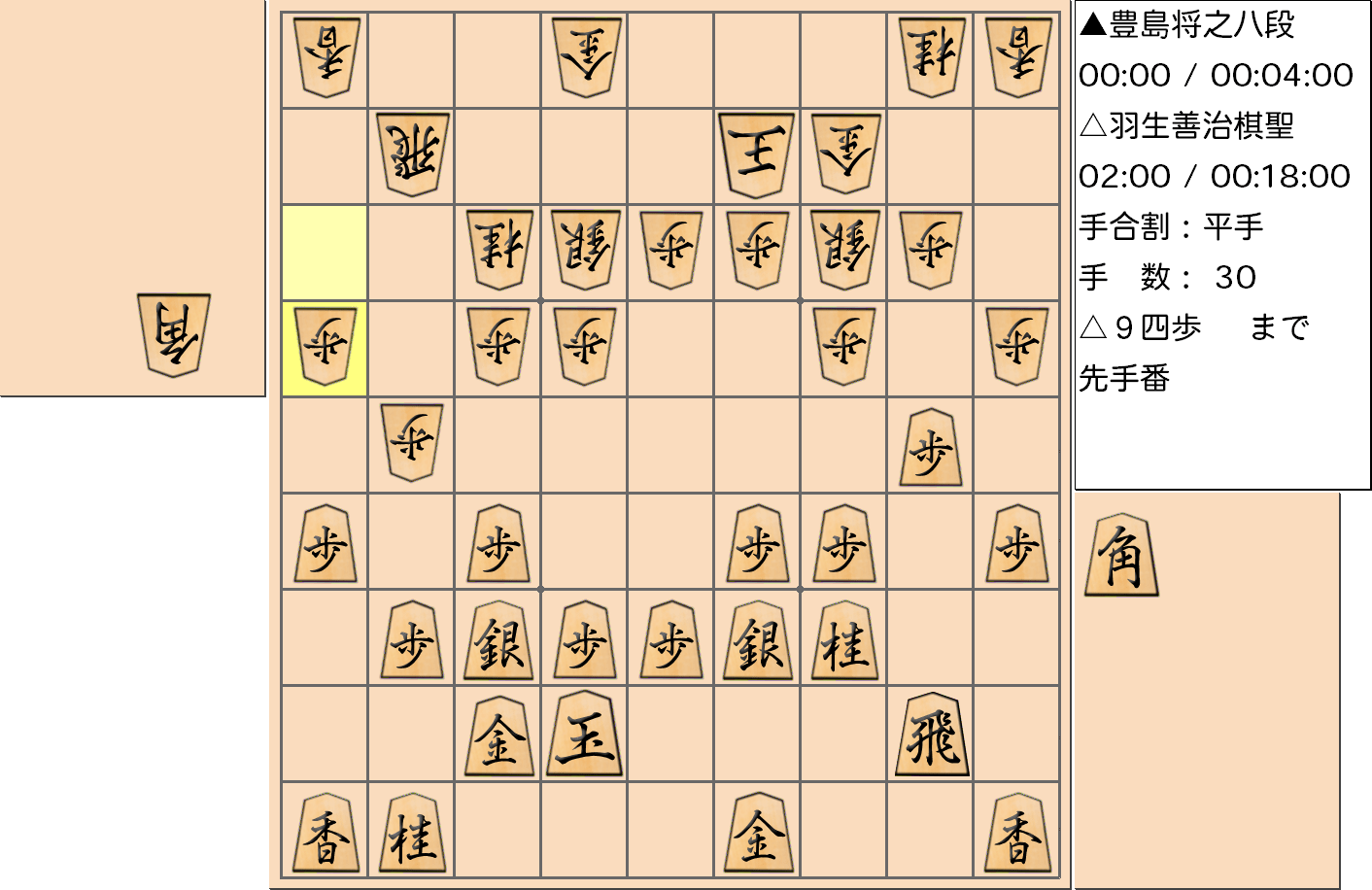 【将棋】第89期棋聖戦五番勝負 第1局 羽生善治 棋聖 対 豊島将之 八段の対局で30手指した局面