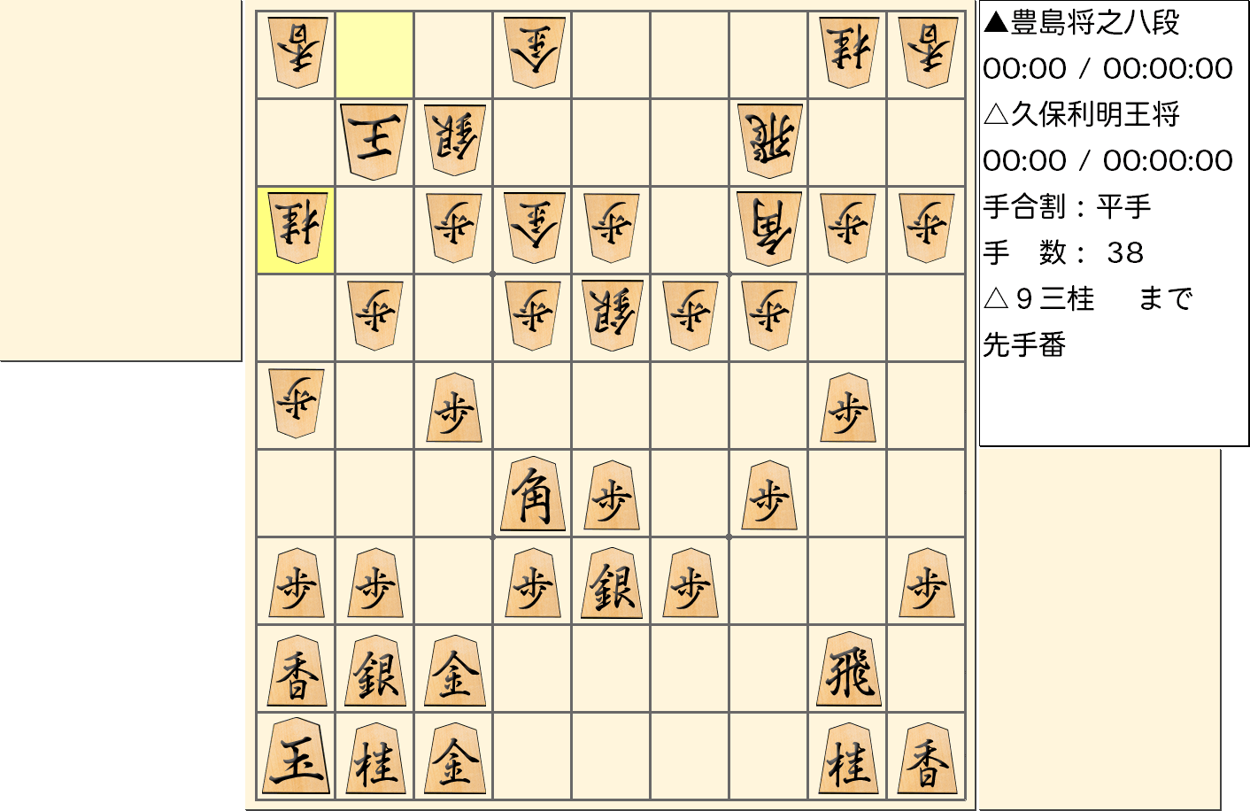 【将棋】第67期王将戦七番勝負 第２局 久保利明 王将 対 豊島将之 八段の対局で38手指した局面