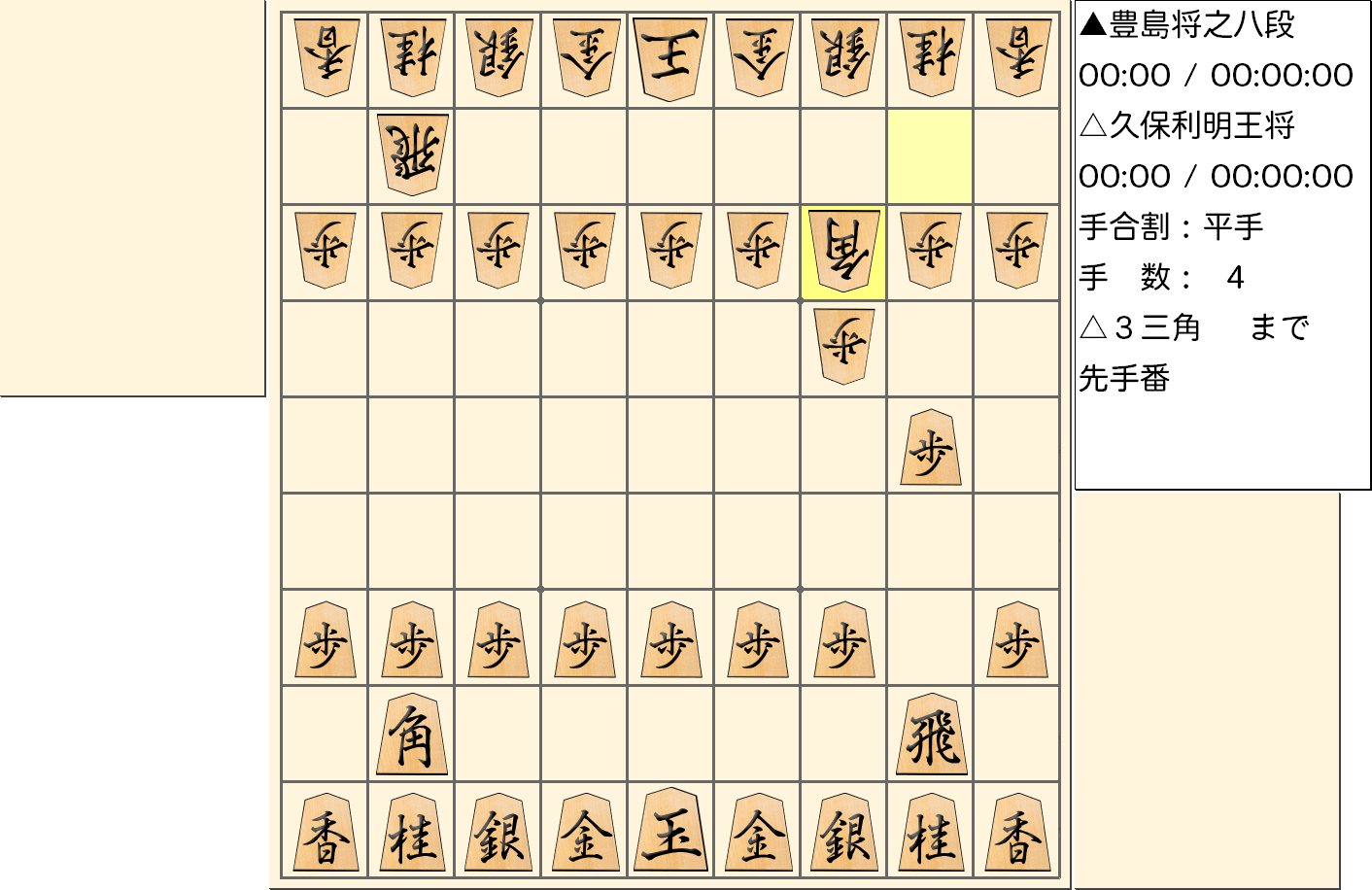 【将棋】第67期王将戦七番勝負 第2局 久保利明 王将 対 豊島将之 八段の対局で4手指した局面