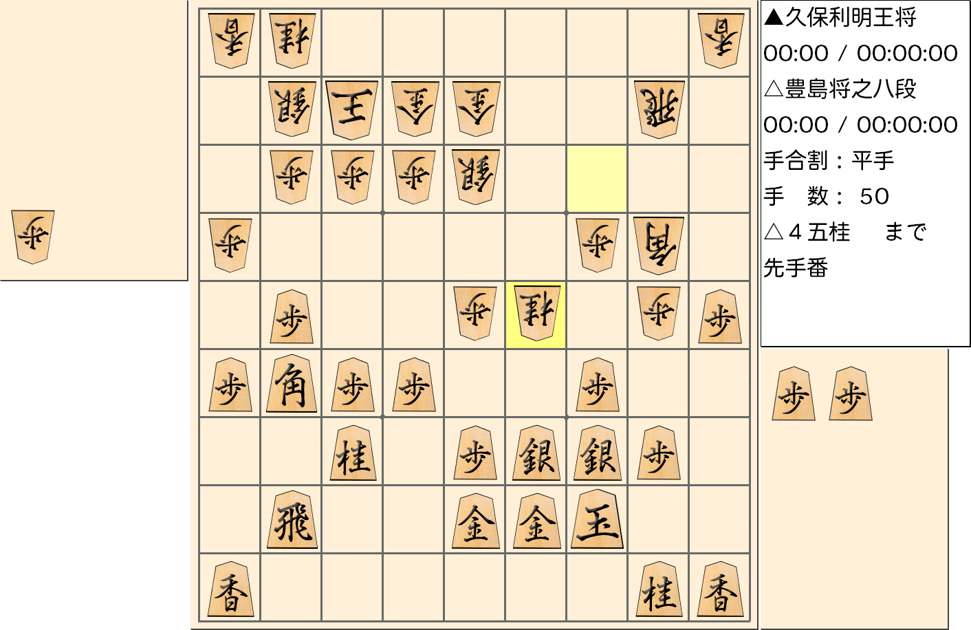 【将棋】第67期王将戦七番勝負 第３局 久保利明 王将 対 豊島将之 八段の対局で50手指した局面
