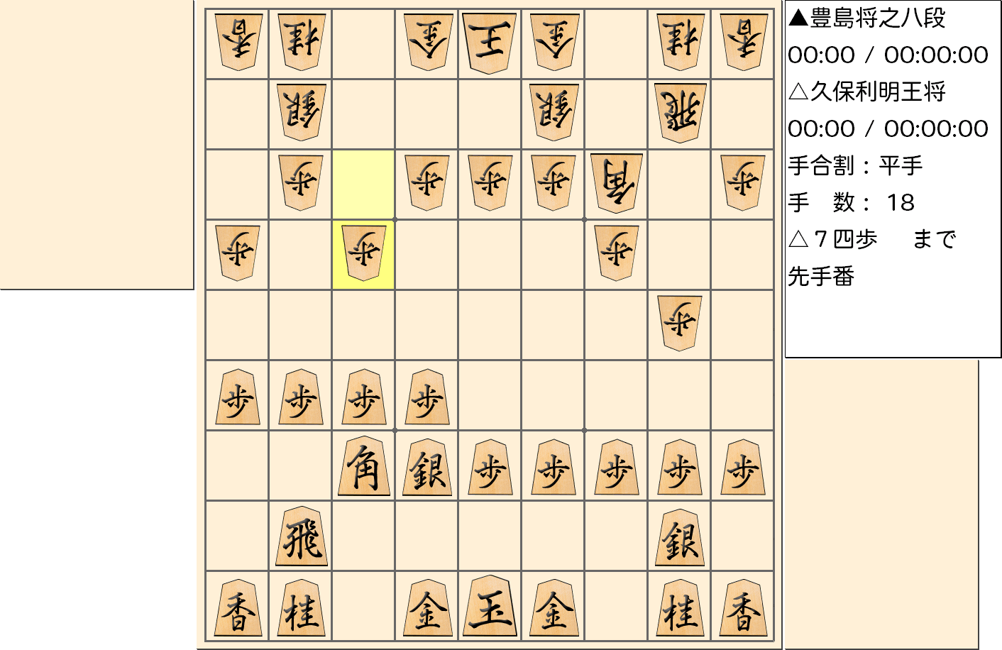 【将棋】第67期王将戦七番勝負 第4局 久保利明 王将 対 豊島将之 八段の対局で18手指した局面