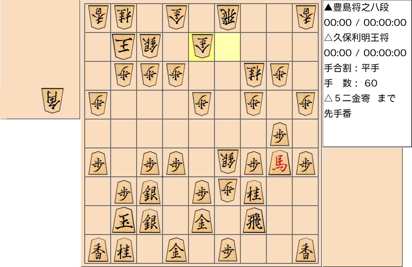 【将棋】第67期王将戦七番勝負 第6局 久保利明 王将 対 豊島将之 八段の対局で60手指した局面