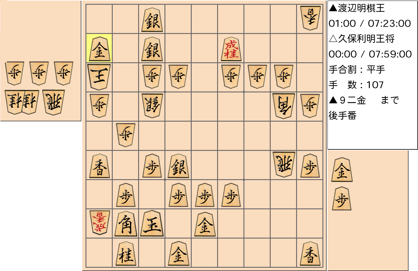 【将棋】第68期王将戦七番勝負 第3局 久保利明 王将 対 渡辺明 棋王の対局の投了図