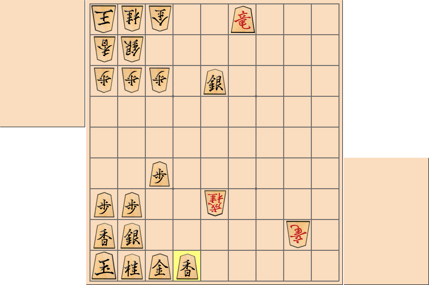 【将棋格言】「下段の香に力あり」となる部分図