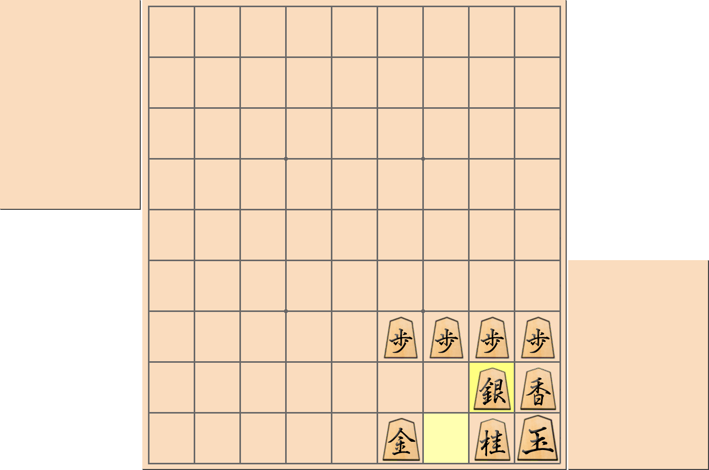 【将棋用語】振り飛車穴熊で「ハッチを閉める」部分図