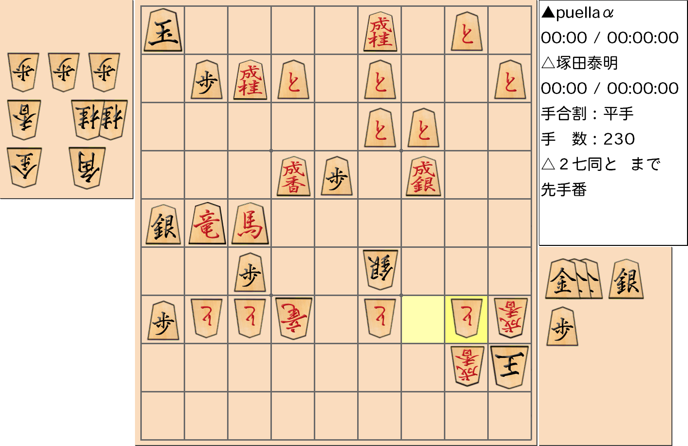 【将棋用語】2013年4月13日に行われた第2回電王戦第4局の「塚田泰明九段 vs Puella α（プエラ アルファ）」で「持将棋」となった局面