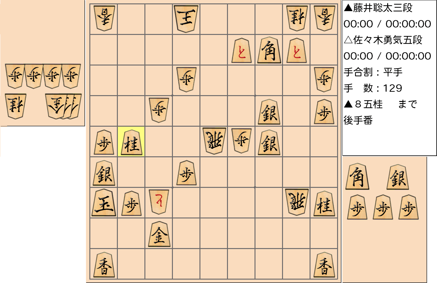 【将棋用語】第23回岡崎将棋まつり「佐々木 勇気 五段 vs 藤井 聡太 三段」で藤井 聡太 三段が「詰めろ逃れの詰めろ」となる手を指した局面