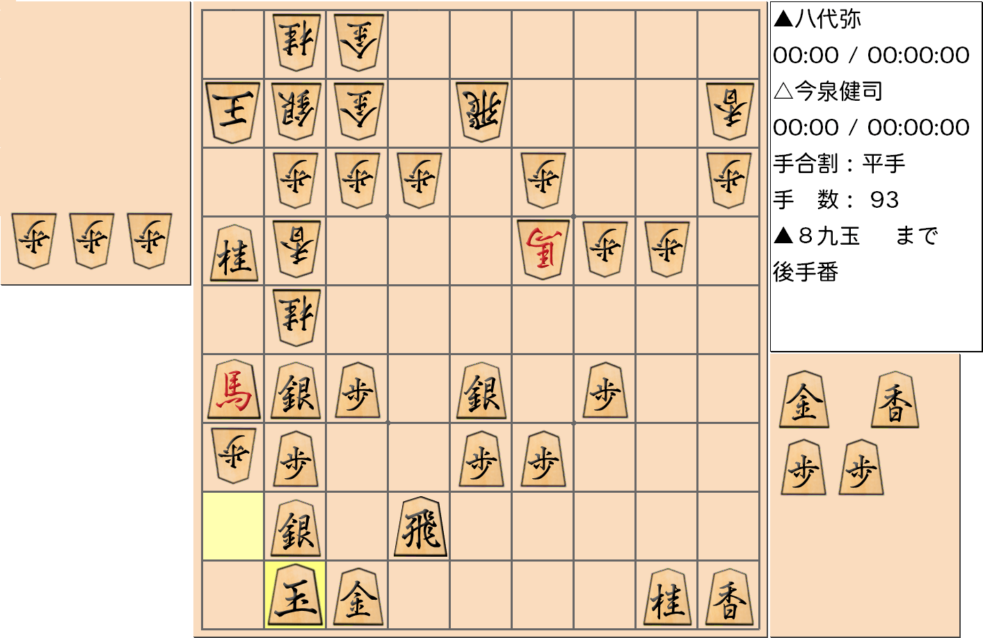 【将棋用語】第23期銀河戦本戦Fブロック2回戦「八代 弥 四段 vs 今泉 健司 アマ」で「駒柱」が完成した局面