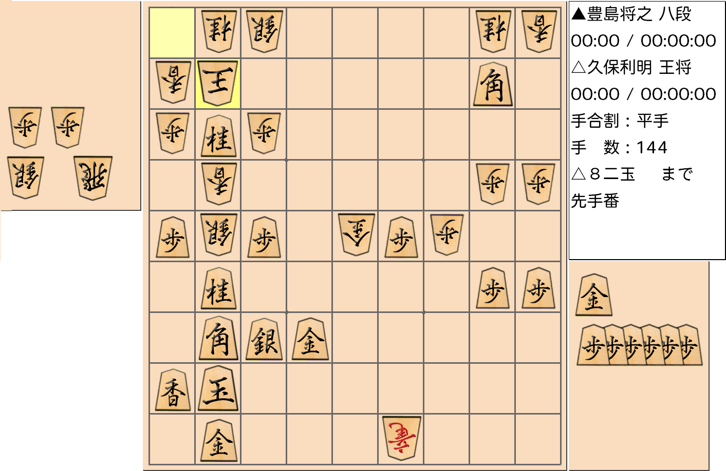 【将棋用語】第76期順位戦Ａ級プレーオフ「久保利明 王将 vs 豊島将之 八段」で２種類目の「駒柱」が完成した局面